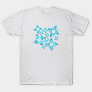 Blue Gradient Flower Pattern T-Shirt